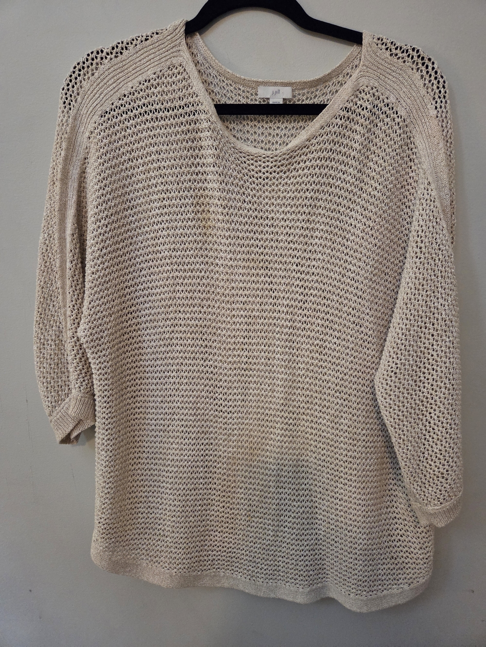 J. Jill Open Knit Scoop Neck Sweater - Cream